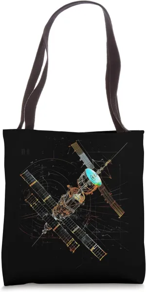 Satellite Technical Drawing Tote Bag