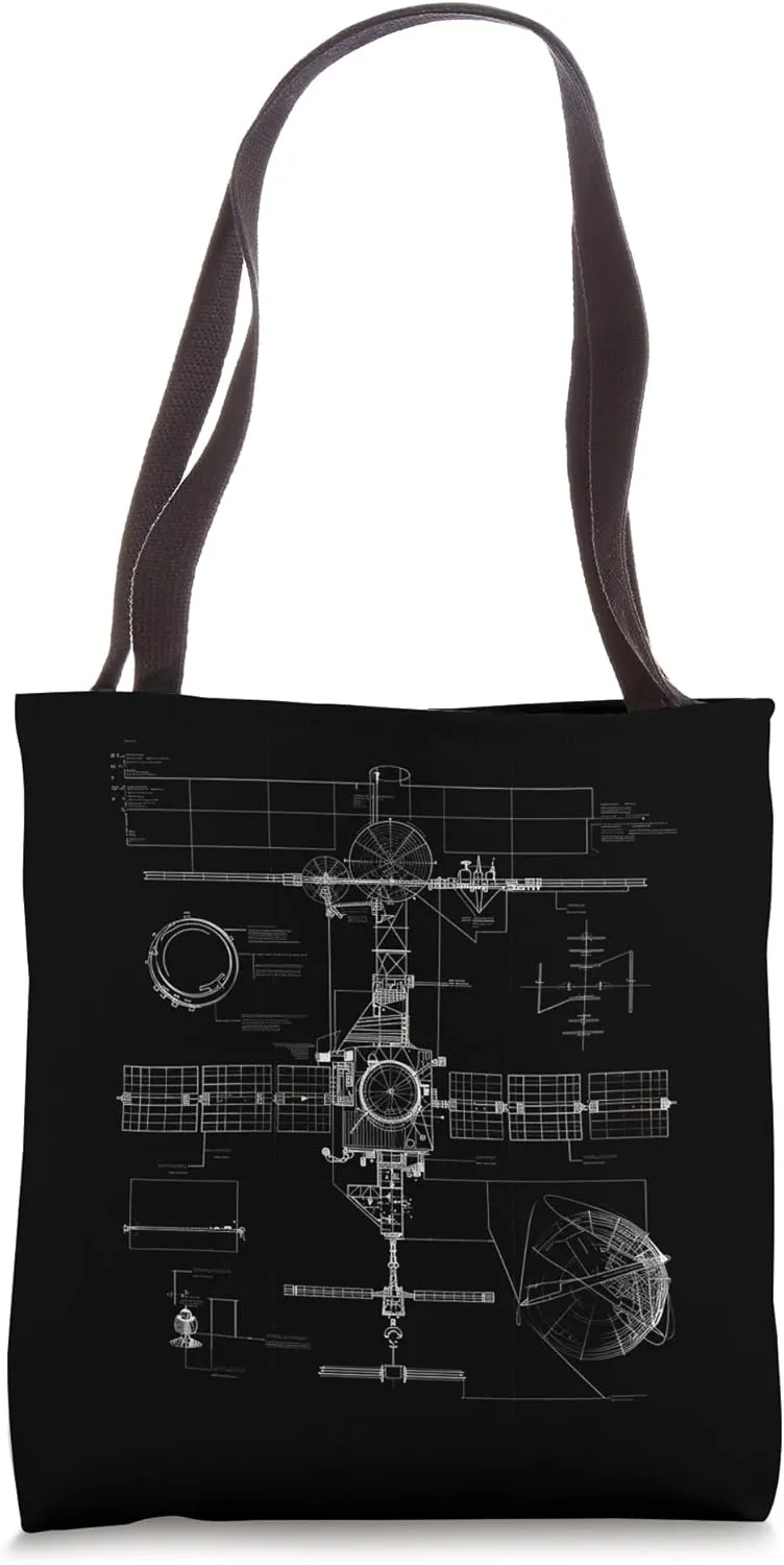 Satellite Technical Drawing Tote Bag