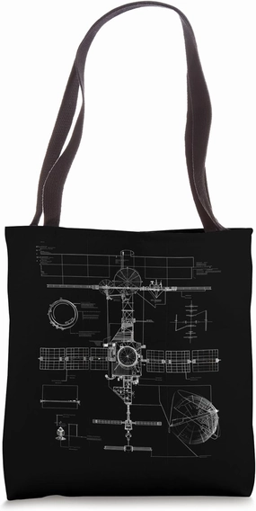 Satellite Technical Drawing Tote Bag