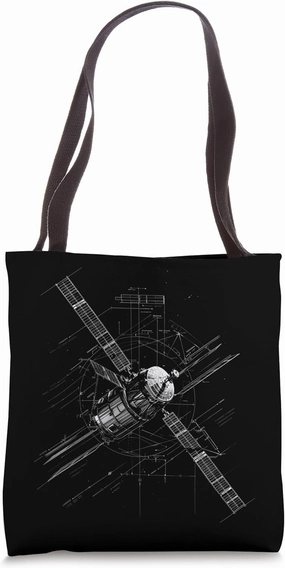 Satellite Technical Drawing Tote Bag