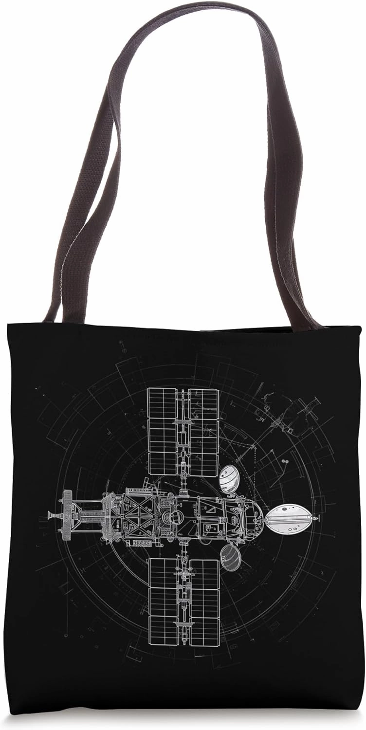 Satellite Technical Drawing Tote Bag