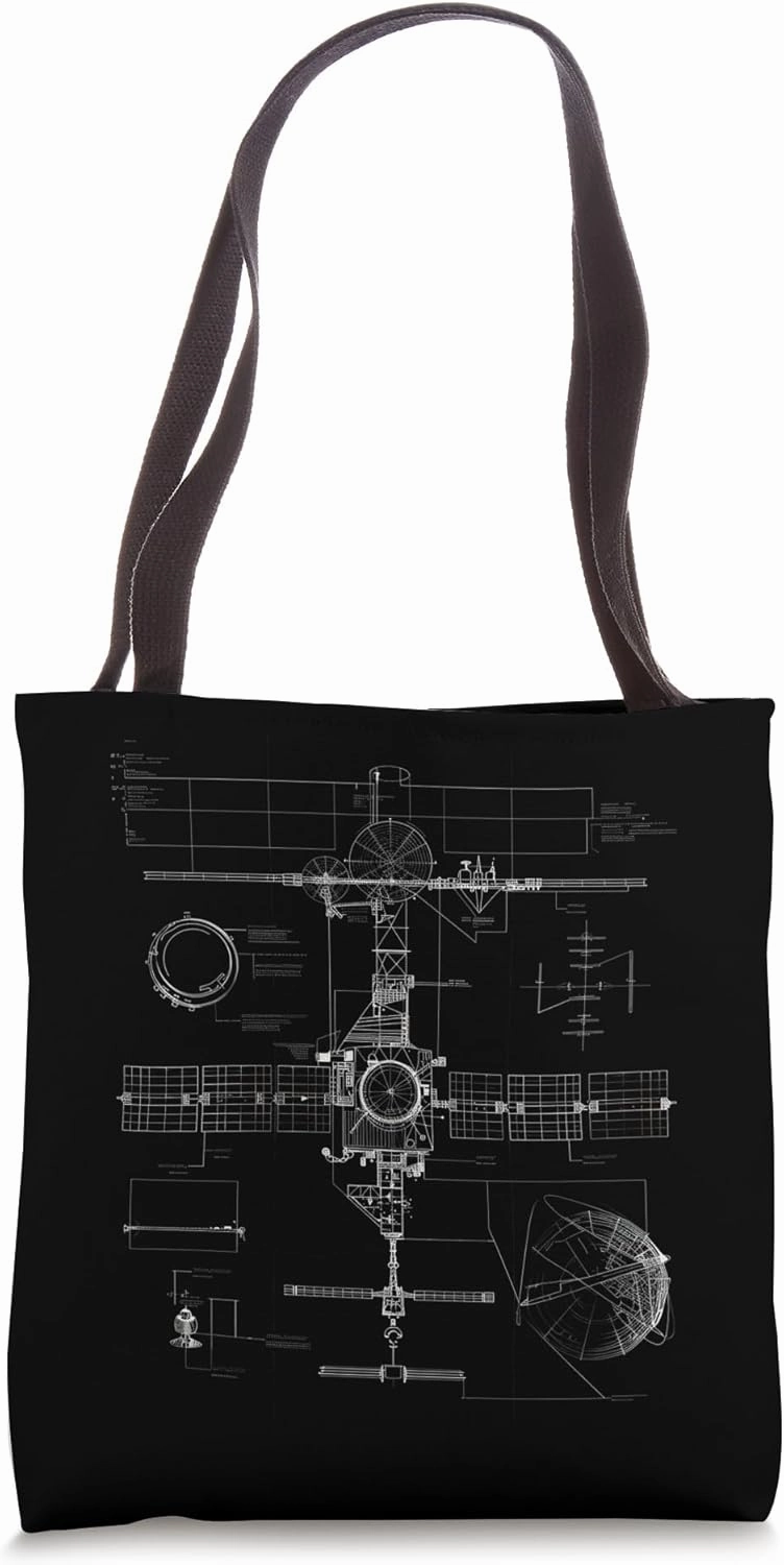 Satellite Technical Drawing Tote Bag
