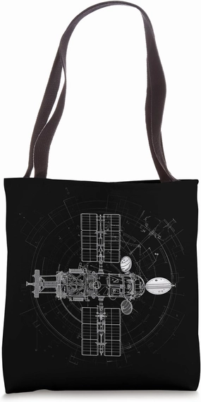 Satellite Technical Drawing Tote Bag