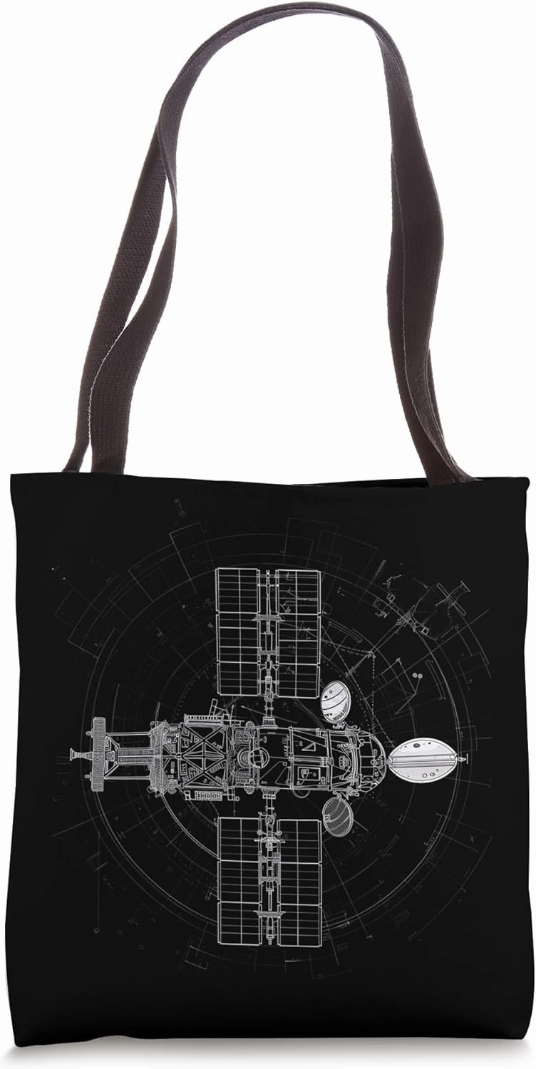 Satellite Technical Drawing Tote Bag