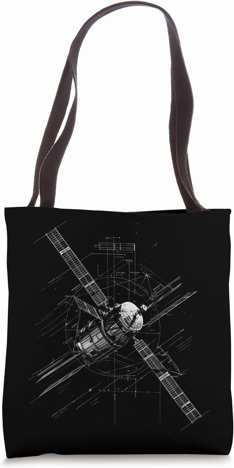 Satellite Technical Drawing Tote Bag