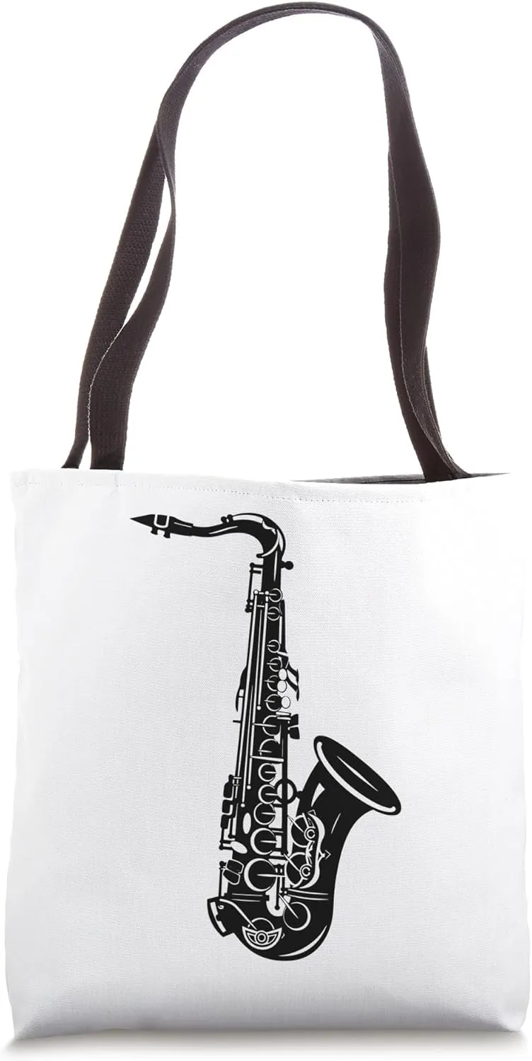 Saxophone Drawing Woodwind Instrument Tote Bag