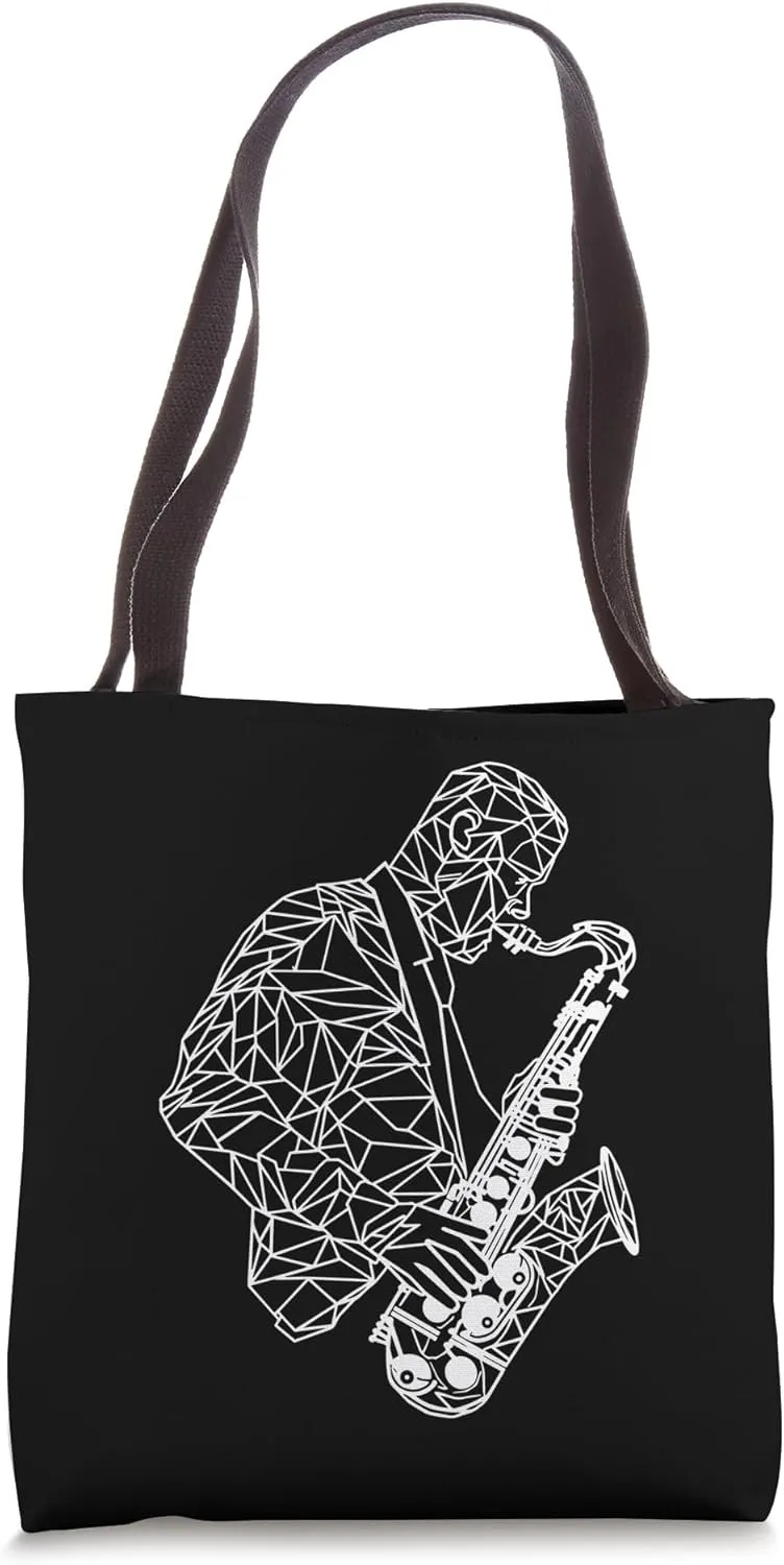 Saxophonist Drawing Woodwind Instrument Tote Bag