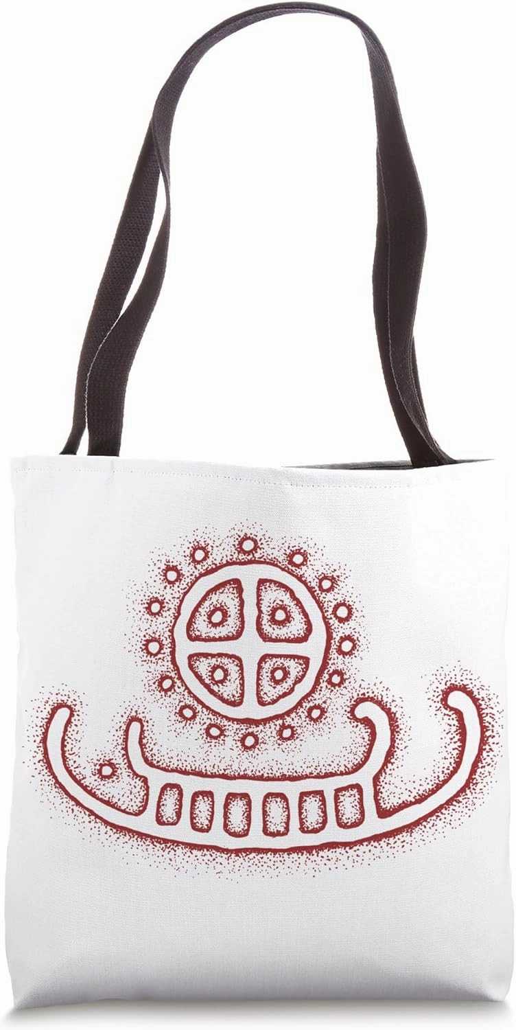 Scandinavian Petroglyph Ship and Sun Nordic Halristinger Tote Bag