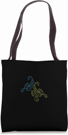 Scorpion Line Art Minimalist Insect Simple Blue And Yellow Tote Bag