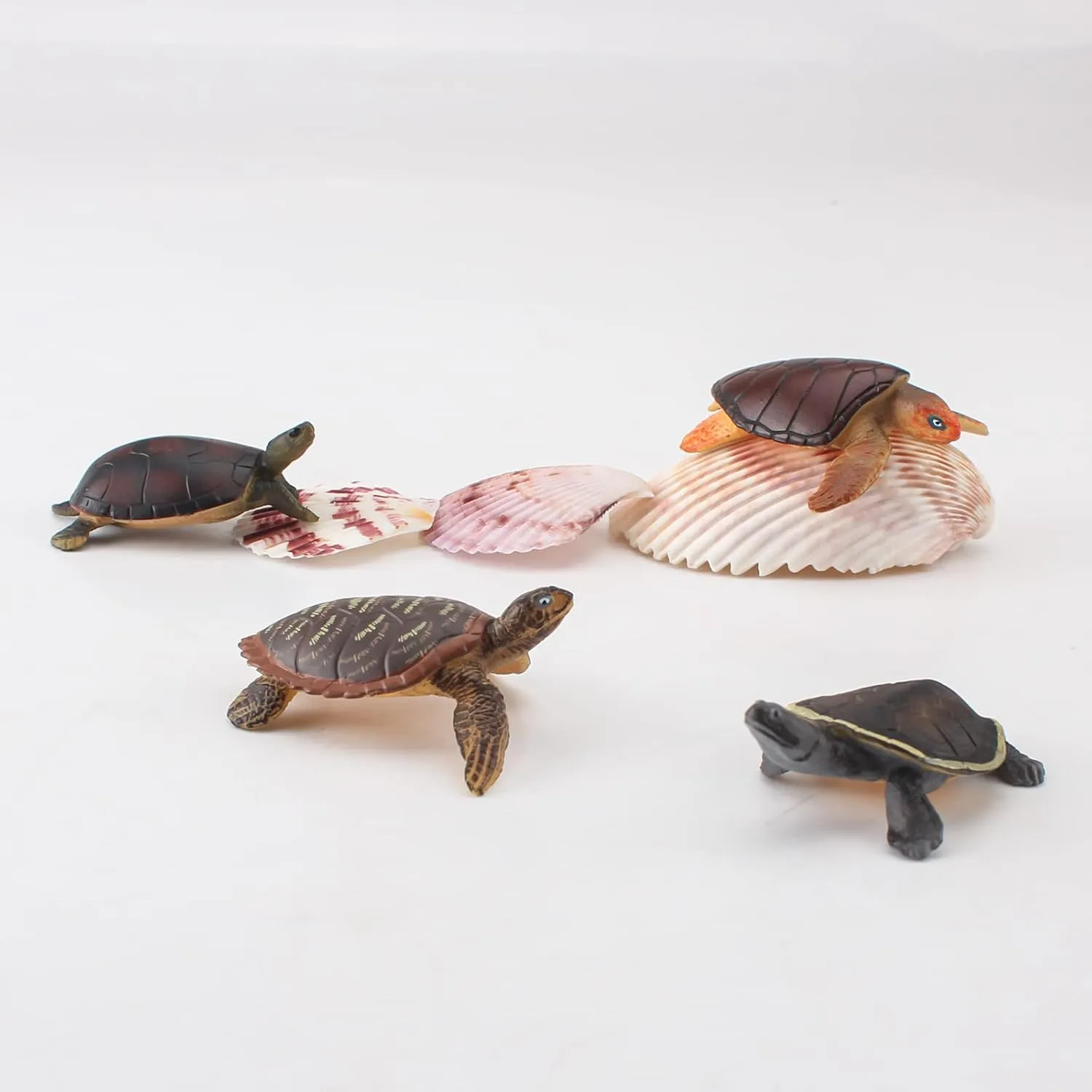 Sea Turtles Figurine 4PCS Small Turtle Figure Soft-shelled Plastic Tortoises Toys for Kids for Party Favor Decoration
