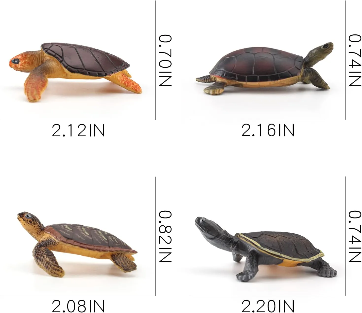Sea Turtles Figurine 4PCS Small Turtle Figure Soft-shelled Plastic Tortoises Toys for Kids for Party Favor Decoration