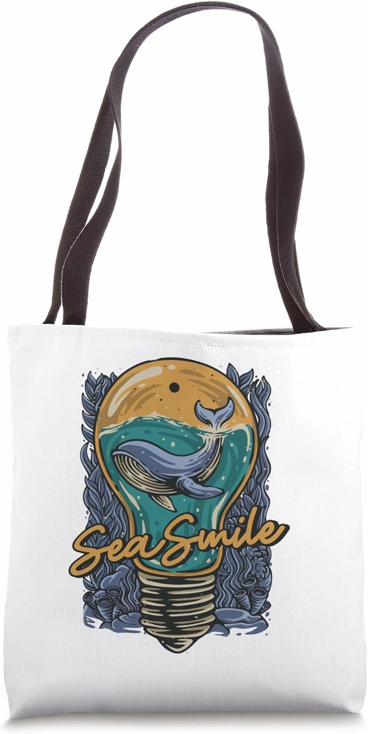 SEA SMILE AMAZING WHALE DESIGN Tote Bag