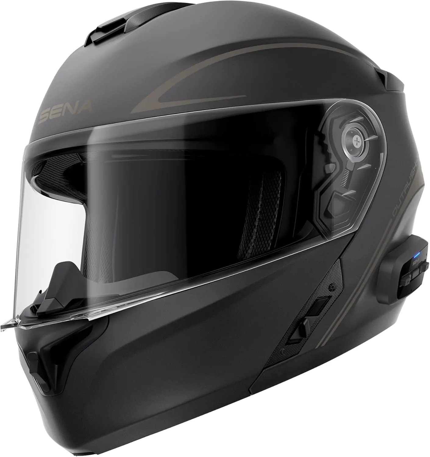 Sena Outrush R Bluetooth Modular Motorcycle Helmet with Intercom System (Matte Black, S)