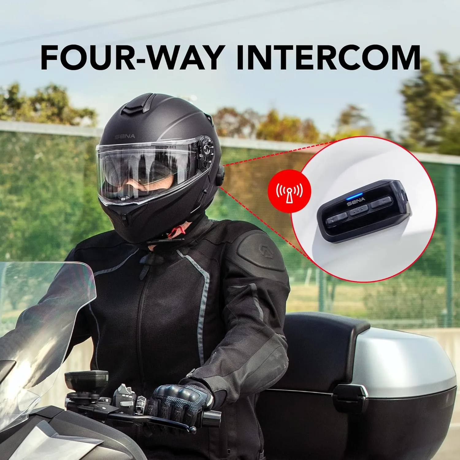 Sena Outrush R Bluetooth Modular Motorcycle Helmet with Intercom System (Matte Black, S)
