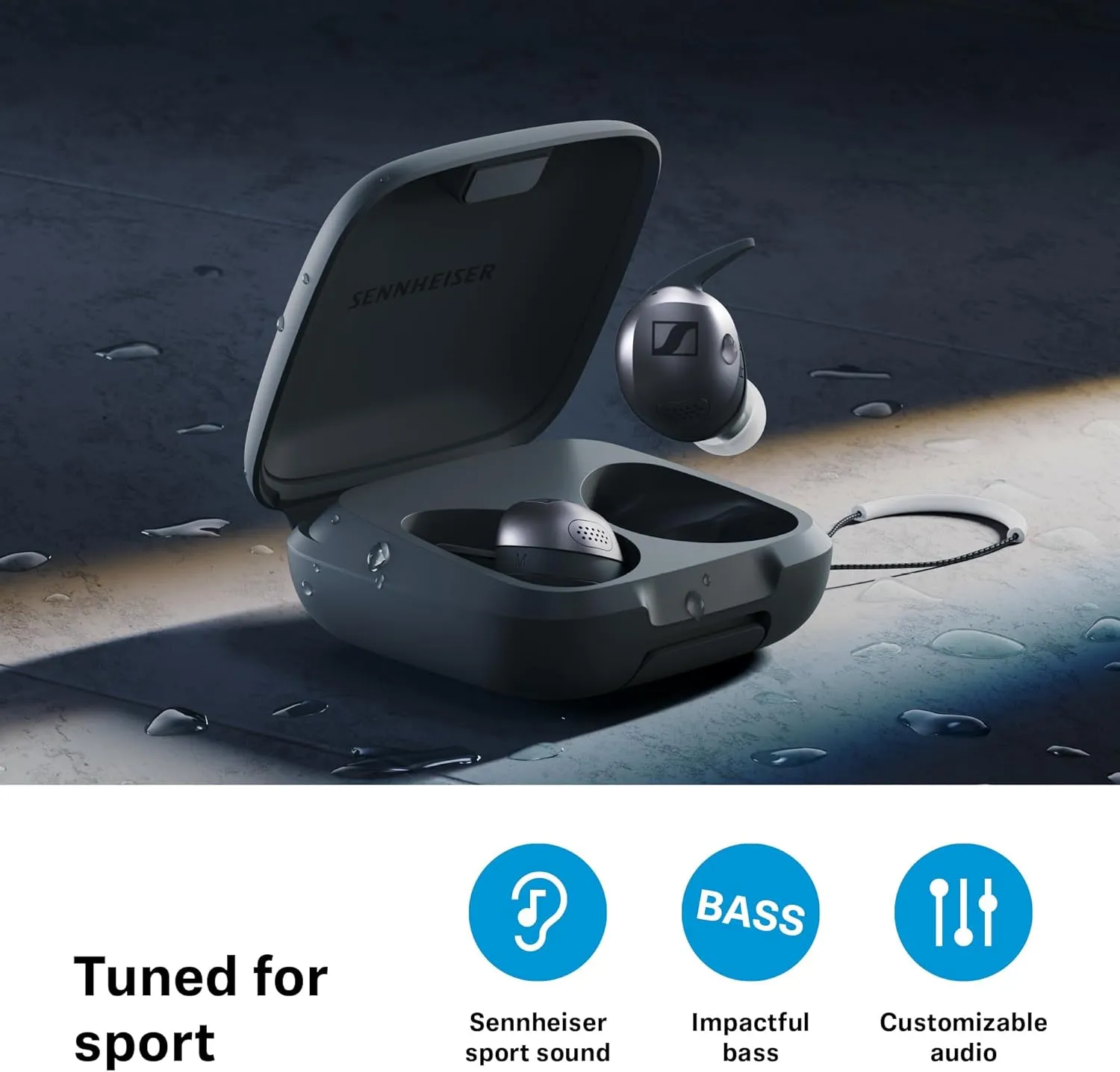 Sennheiser Momentum Sport Earbuds with Sport Sound Tuning and Adaptive ANC, Secure Fit, 24-Hour Battery Life, Fitness Tracker for Body Performance Data, Olive