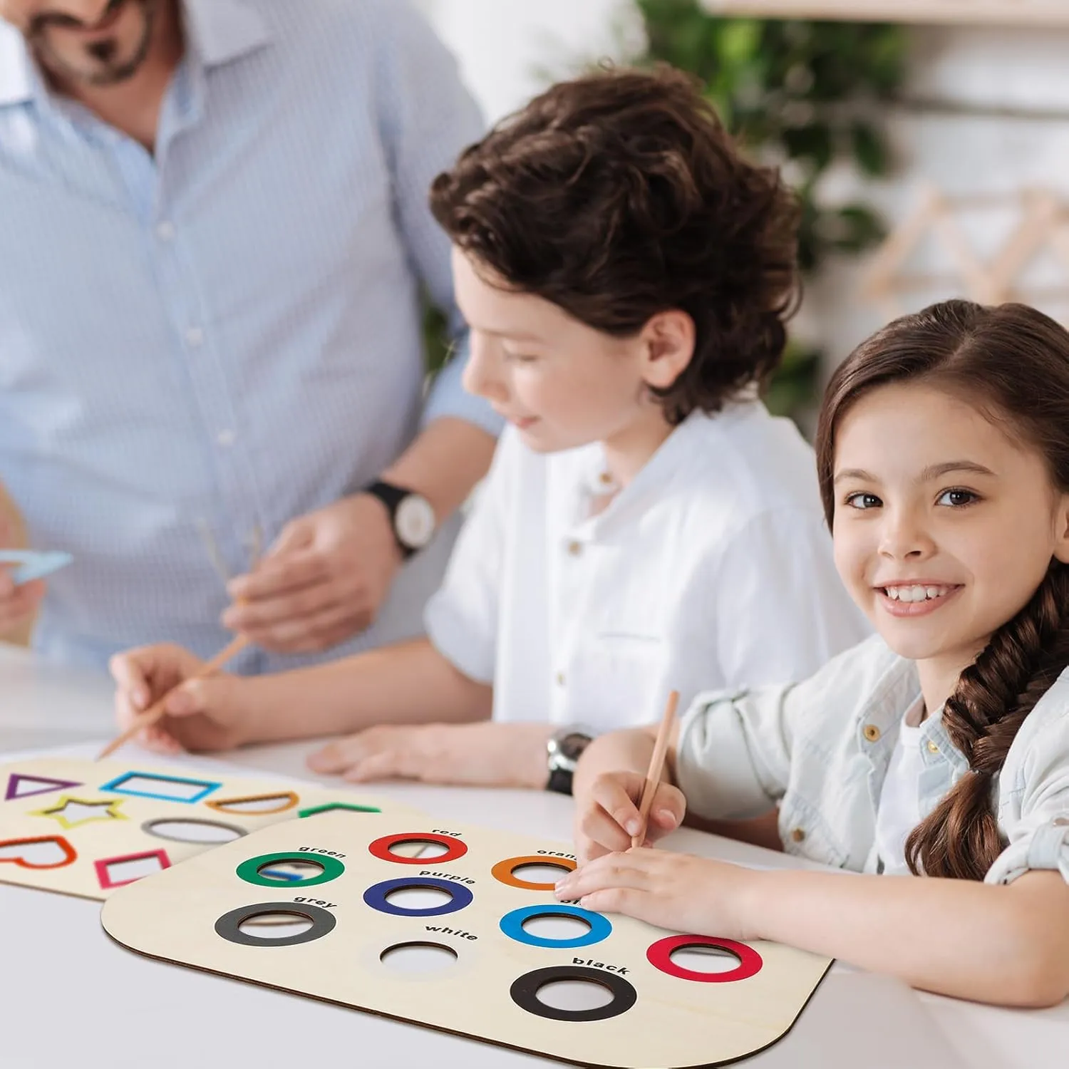 Sensory Table Inserts,Children's Sensory Tray Tabletop Board Game Wooden Flat Board Parent-Child Interactive Early Education Toys