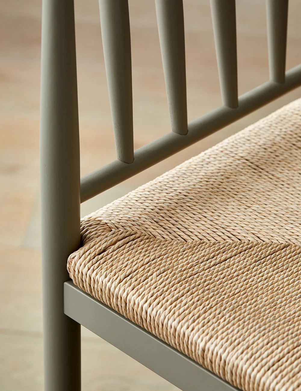 Set of 2 French Grey Wooden Bar Stools with Woven Rope Seat Detail