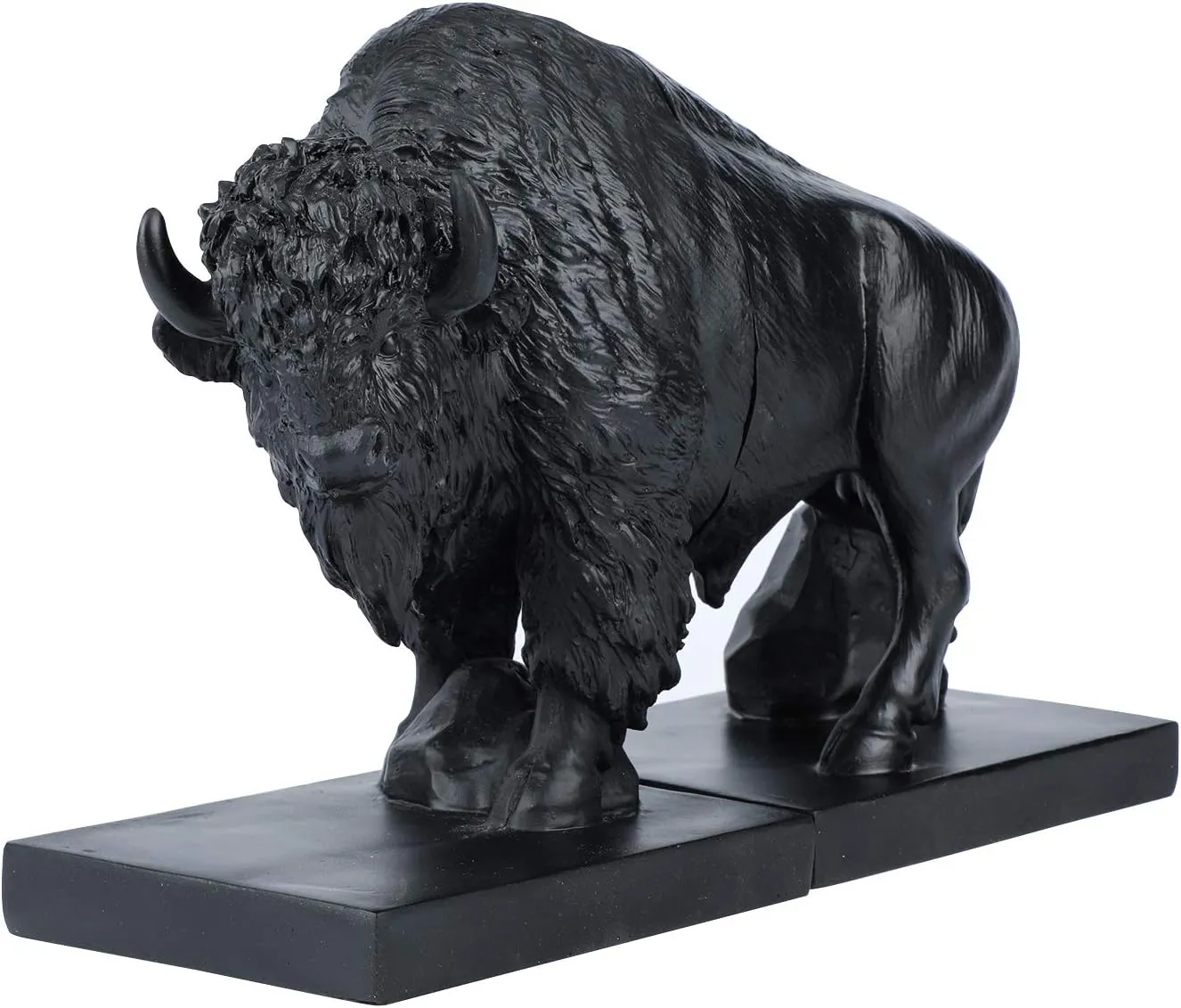 Set of 2 Polyresin Buffalo Bookend,Art bookend, Homedecor for Kids, Office Decor (Black)