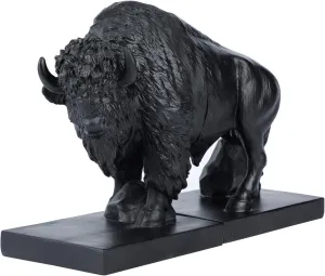 Set of 2 Polyresin Buffalo Bookend,Art bookend, Homedecor for Kids, Office Decor (Black)