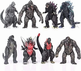 Set of 8 Action Figures King of The Monsters Dragon VS Kong Mini Dinosaur Orangutan Playsets