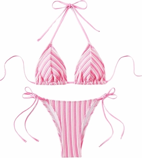 SHENHE Women's 2 Piece Swimsuit Floral Print Halter Tie Side Triangle Bikini Set