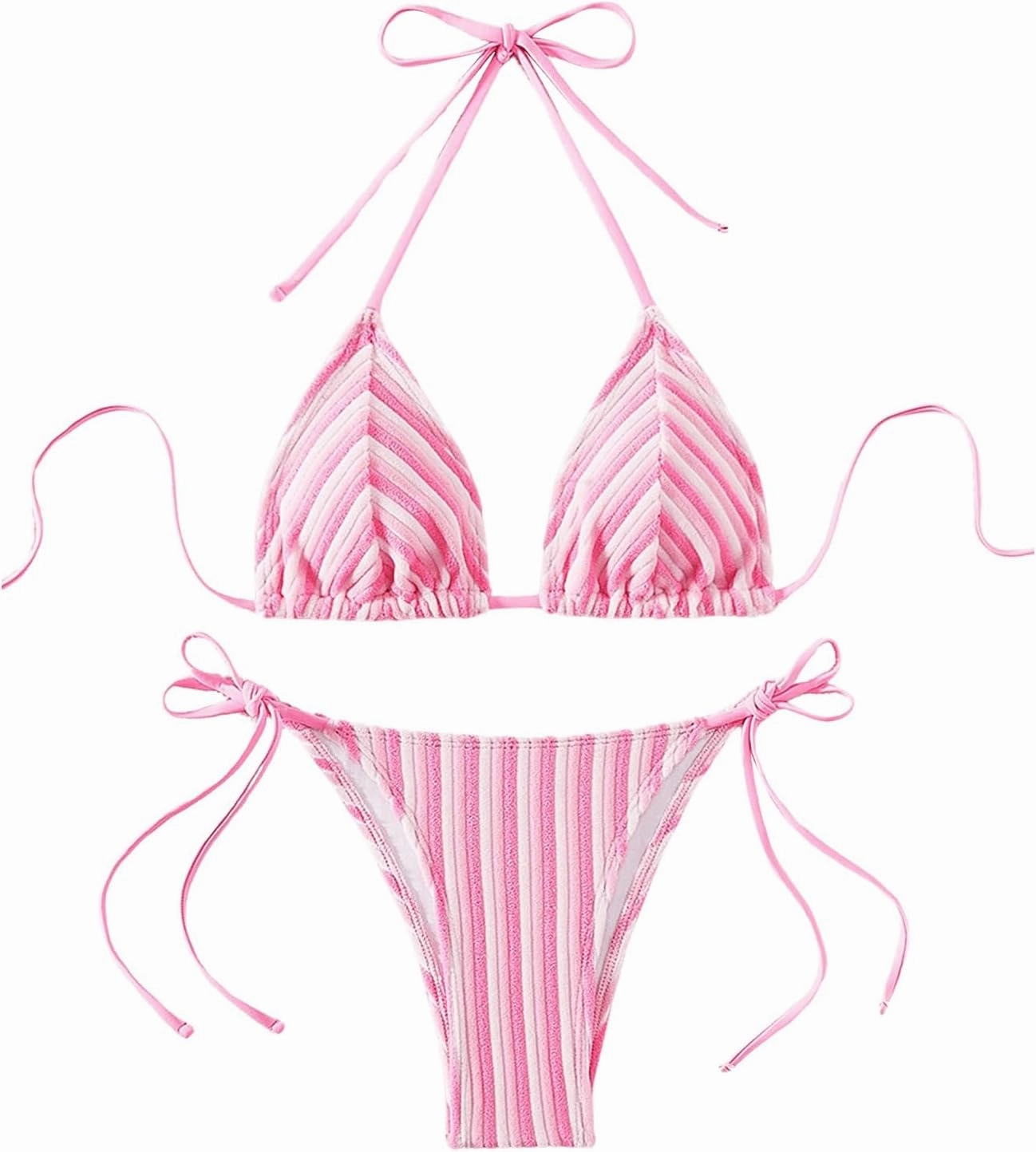 SHENHE Women's 2 Piece Swimsuit Floral Print Halter Tie Side Triangle Bikini Set