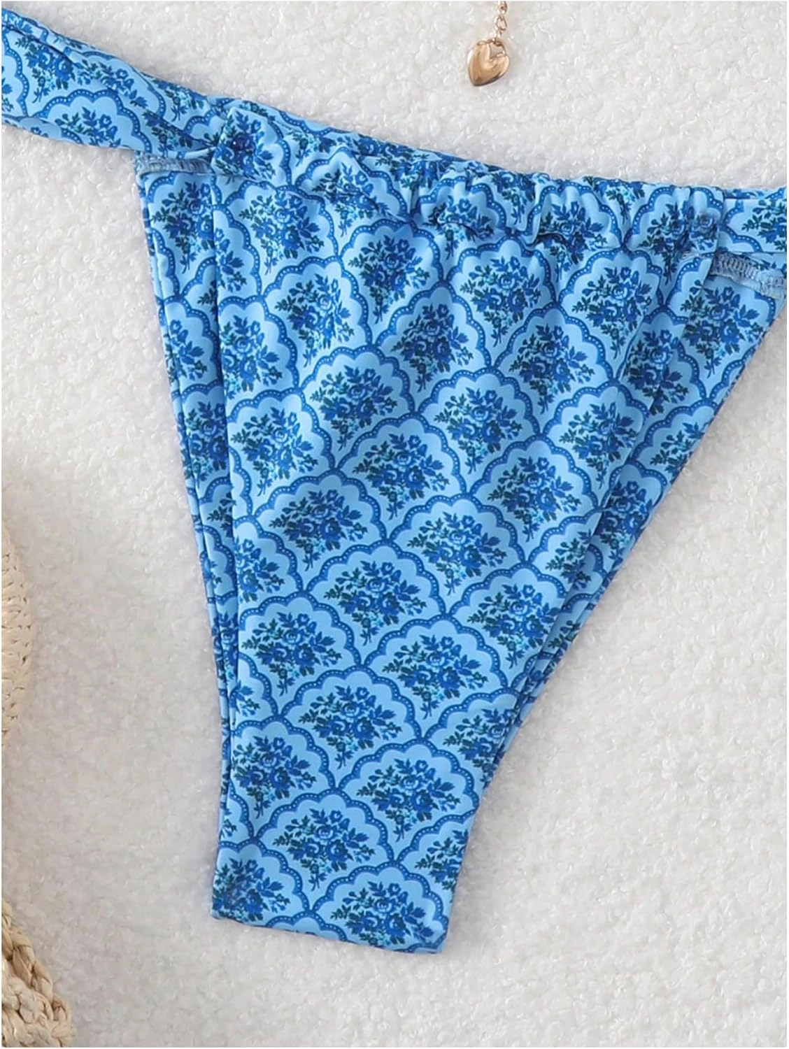 SHENHE Women's Two Piece Swimsuits Triangle V Neck Ruched Brazilian Bikini Set Boho Swimwear