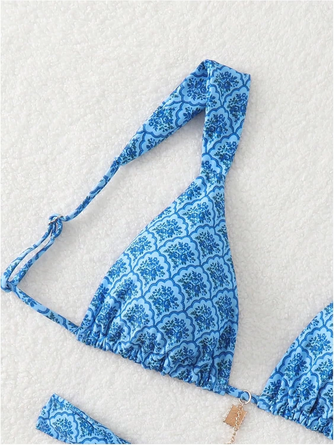 SHENHE Women's Two Piece Swimsuits Triangle V Neck Ruched Brazilian Bikini Set Boho Swimwear