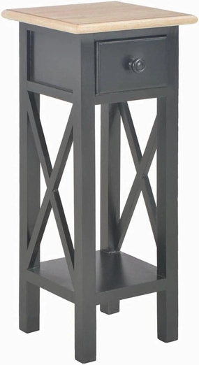 Side Table,Nightstand, Telephone Table, Bedside Sofa Table, for Living Room, Entryway, Hallway, Kitchen, Bedroom,with 1 Shelves and1 Drawers,Black 10.6"x10.6"x25.8" Wood