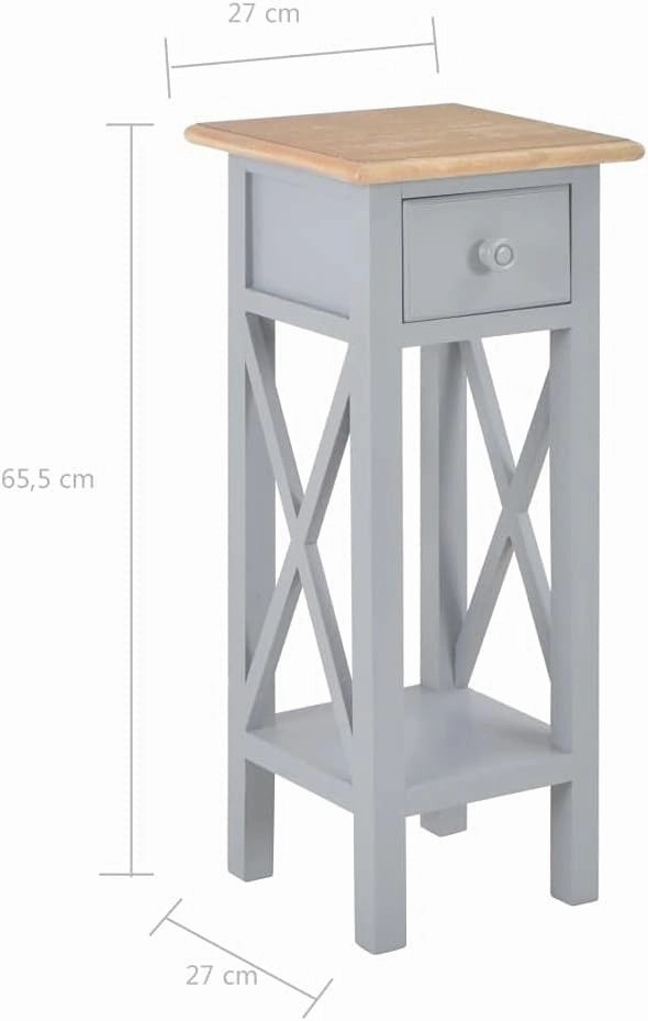 Side Table,Nightstand, Telephone Table, Bedside Sofa Table, for Living Room, Entryway, Hallway, Kitchen, Bedroom,with 1 Shelves and1 Drawers,Gray 10.6"x10.6"x25.8" Wood