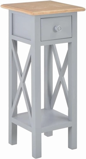 Side Table,Nightstand, Telephone Table, Bedside Sofa Table, for Living Room, Entryway, Hallway, Kitchen, Bedroom,with 1 Shelves and1 Drawers,Gray 10.6"x10.6"x25.8" Wood