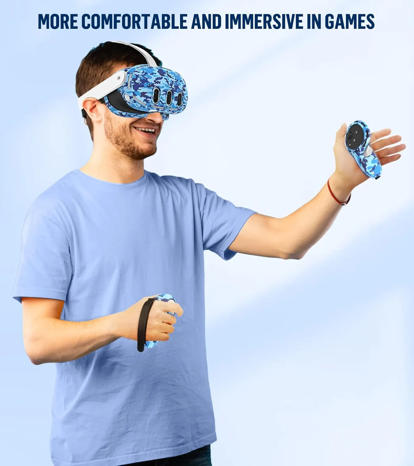 Silicone Cover Set Compatible with Meta/Oculus Quest 3 Accessories, Controller Grips, VR Shell Cover, Facial Interface Cover, Protective Lens Cover, Tempered Glass Lens Caps, Not Fit Quest 3S