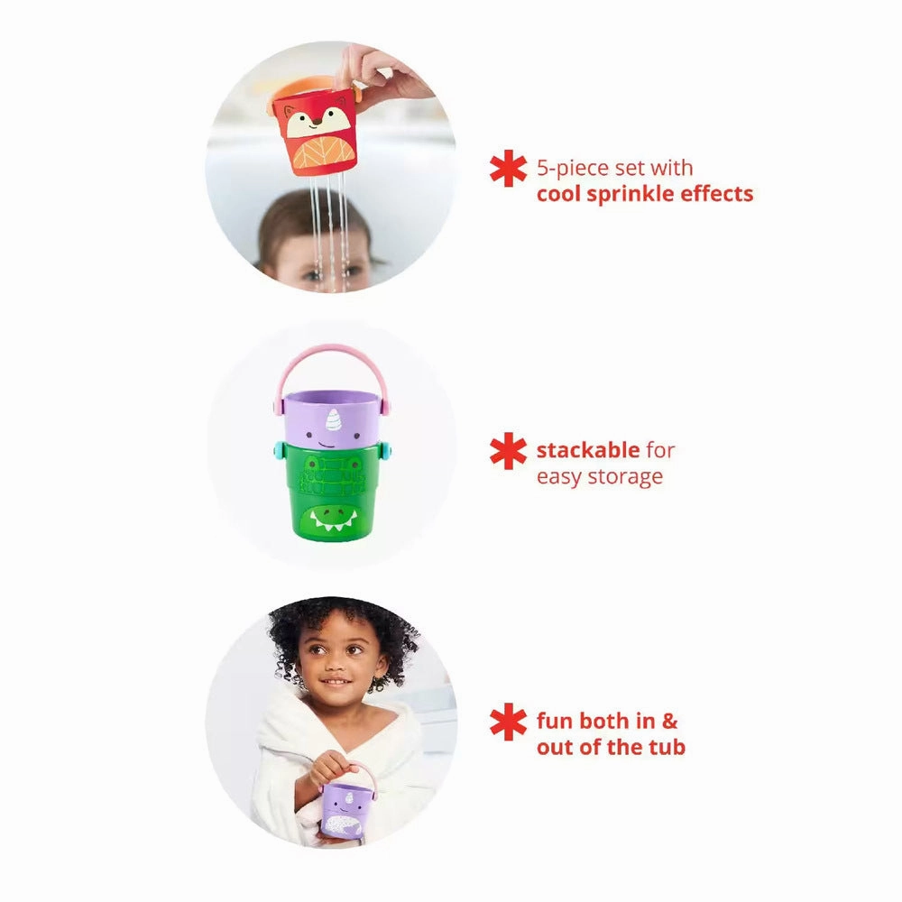 Skip Hop Zoo Bath Stack & Pour Buckets Mix