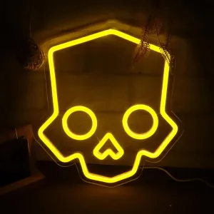 Skull Neon Sign Hero Diver Neon Lights for Game Room Decor, Man Cave Yellow Skeleton Skull Led Neon Light Bar Decor Perfect for Halloween Party,LED Lights with Dimmable Switch 11 * 12 INCH