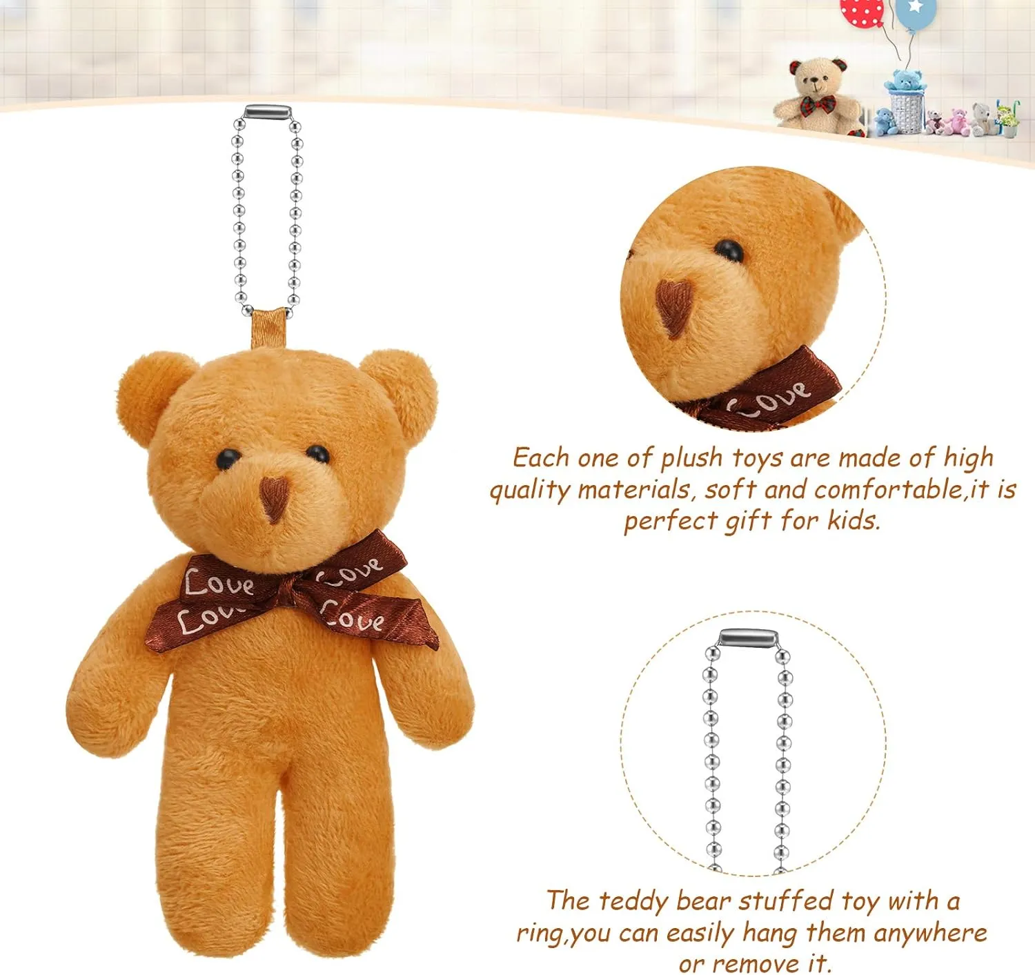 Skylety 24 Pcs Mini Bears 4.7 Inch Tiny Bears Doll Bulk Soft Mini Stuffed Animals for DIY Keychain for Graduation Birthday Baby Shower Wedding Party Favors (4.7 Inch,Brown Hues)