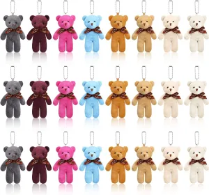 Skylety 24 Pcs Mini Bears 4.7 Inch Tiny Bears Doll Bulk Soft Mini Stuffed Animals for DIY Keychain for Graduation Birthday Baby Shower Wedding Party Favors (4.7 Inch,Brown Hues)