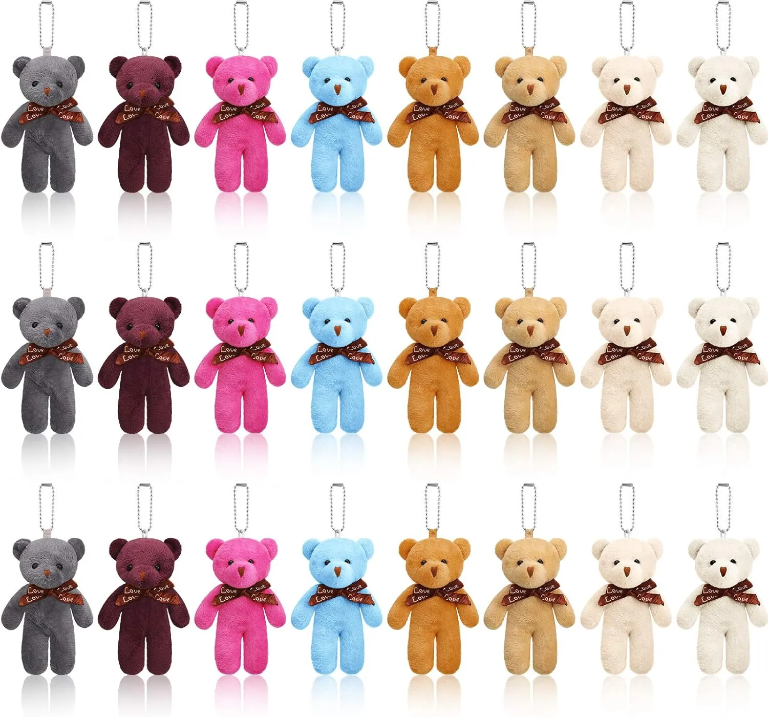 Skylety 24 Pcs Mini Bears 4.7 Inch Tiny Bears Doll Bulk Soft Mini Stuffed Animals for DIY Keychain for Graduation Birthday Baby Shower Wedding Party Favors (4.7 Inch,Brown Hues)
