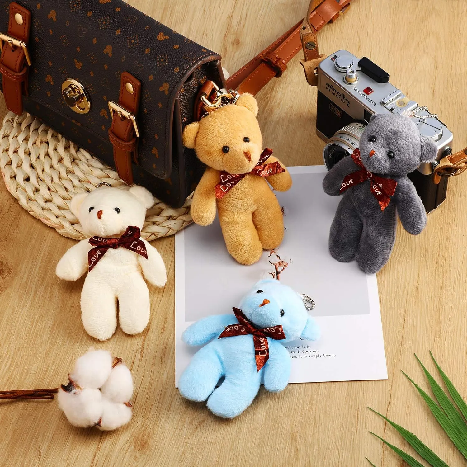 Skylety 24 Pcs Mini Bears 4.7 Inch Tiny Bears Doll Bulk Soft Mini Stuffed Animals for DIY Keychain for Graduation Birthday Baby Shower Wedding Party Favors (4.7 Inch,Brown Hues)