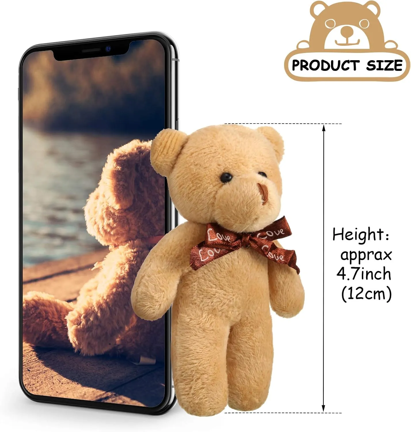 Skylety 24 Pcs Mini Bears 4.7 Inch Tiny Bears Doll Bulk Soft Mini Stuffed Animals for DIY Keychain for Graduation Birthday Baby Shower Wedding Party Favors (4.7 Inch,Brown Hues)