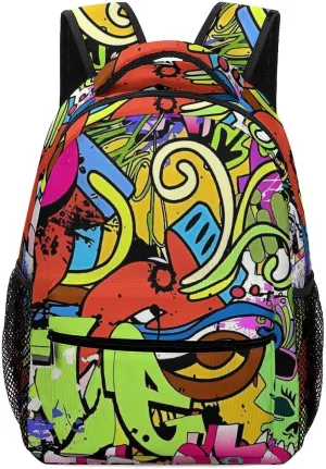 Small Backpacks Personalized Graffiti Drawing Printing Travel Bag Lightweight Travel Backpack For Women Men