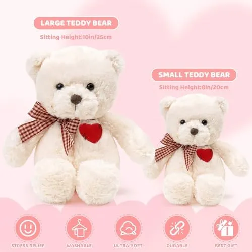 Small Teddy Bear with Heart Cute Brown Teddy Bear Stuffed Animal Soft Stuffed Bear Plush Bear Plushie Toys Gifts for Girlfriend Boyfriend Kid
