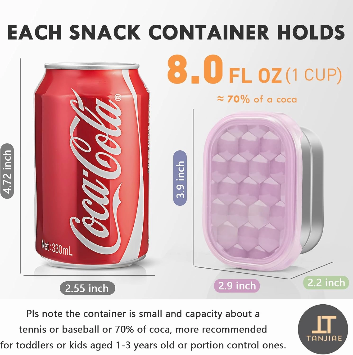 Small (1 CUP) Stainless Steel Snack Containers for Kids and Toddlers | Easy Open Leak Proof Food Containers with Silicone Lids - Perfect Metal Lunch Box for Daycare and School (8oz, Set of 4)
