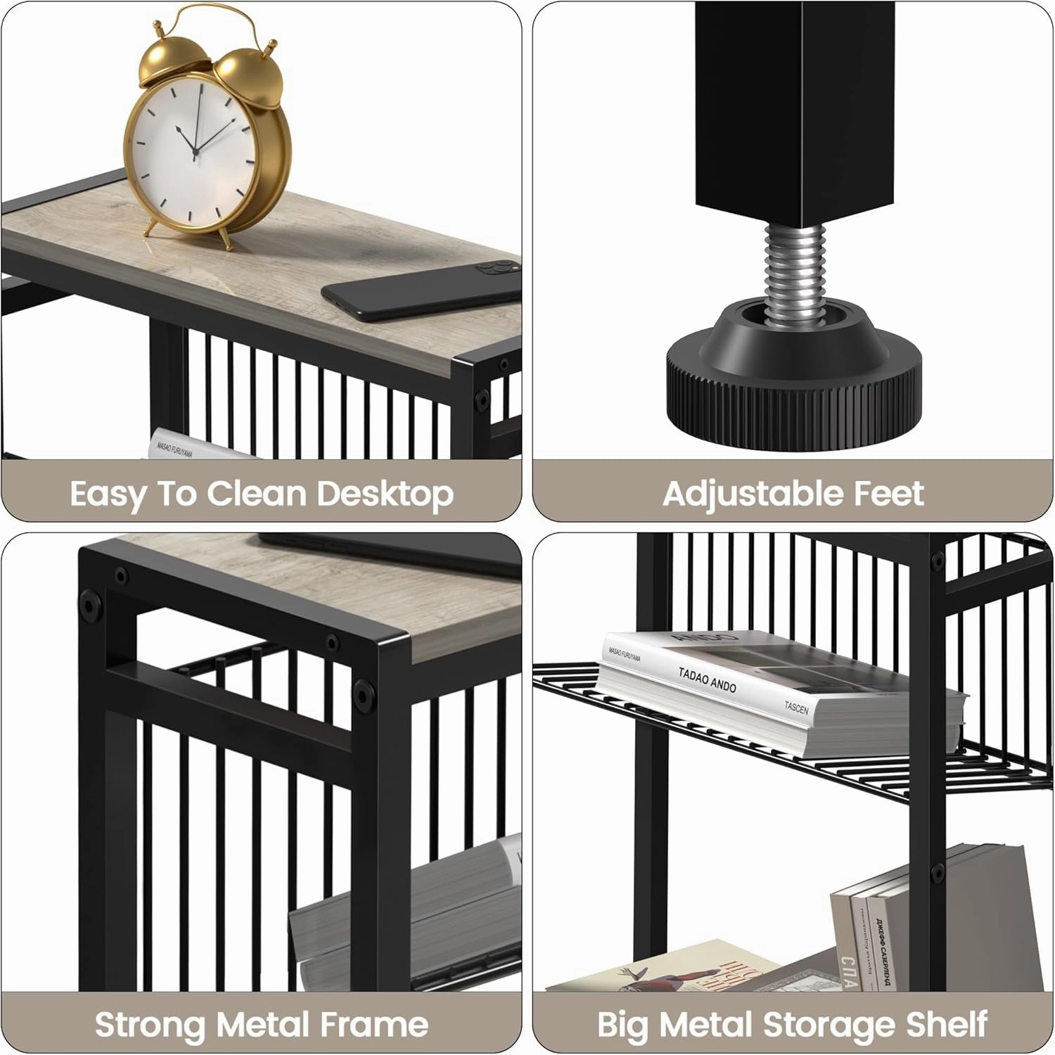 Small Side Table for Small Space, 3-Tier Narrow End Table with Magazine Holder, Slim Nightstand, Skinny Snack Couch Table in Living Room, Bedroom, Study, Kitchen and Balcony (Greige)