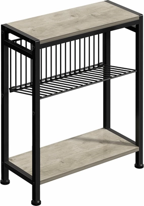 Small Side Table for Small Space, 3-Tier Narrow End Table with Magazine Holder, Slim Nightstand, Skinny Snack Couch Table in Living Room, Bedroom, Study, Kitchen and Balcony (Greige)