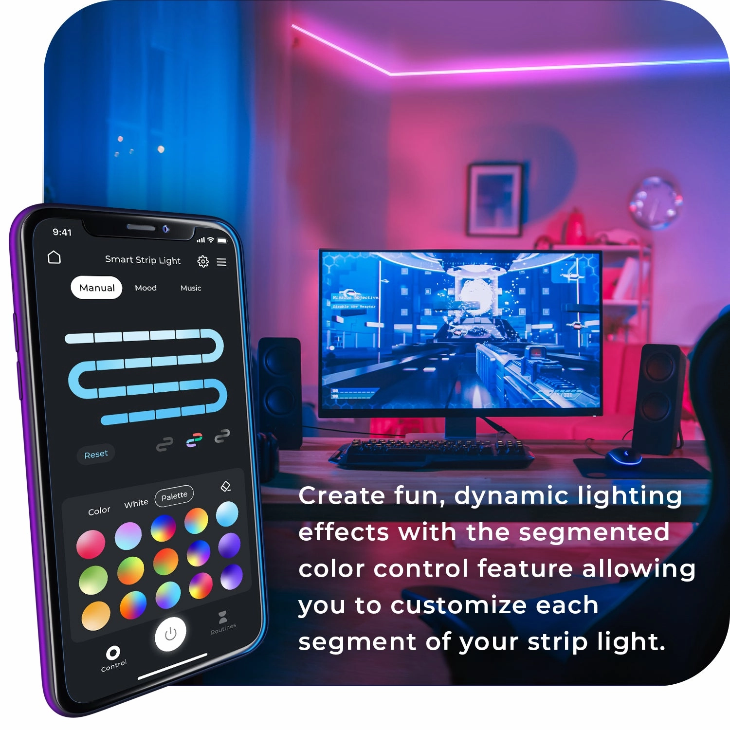 Smart Color Changing RGB LED Plug-In Strip Light