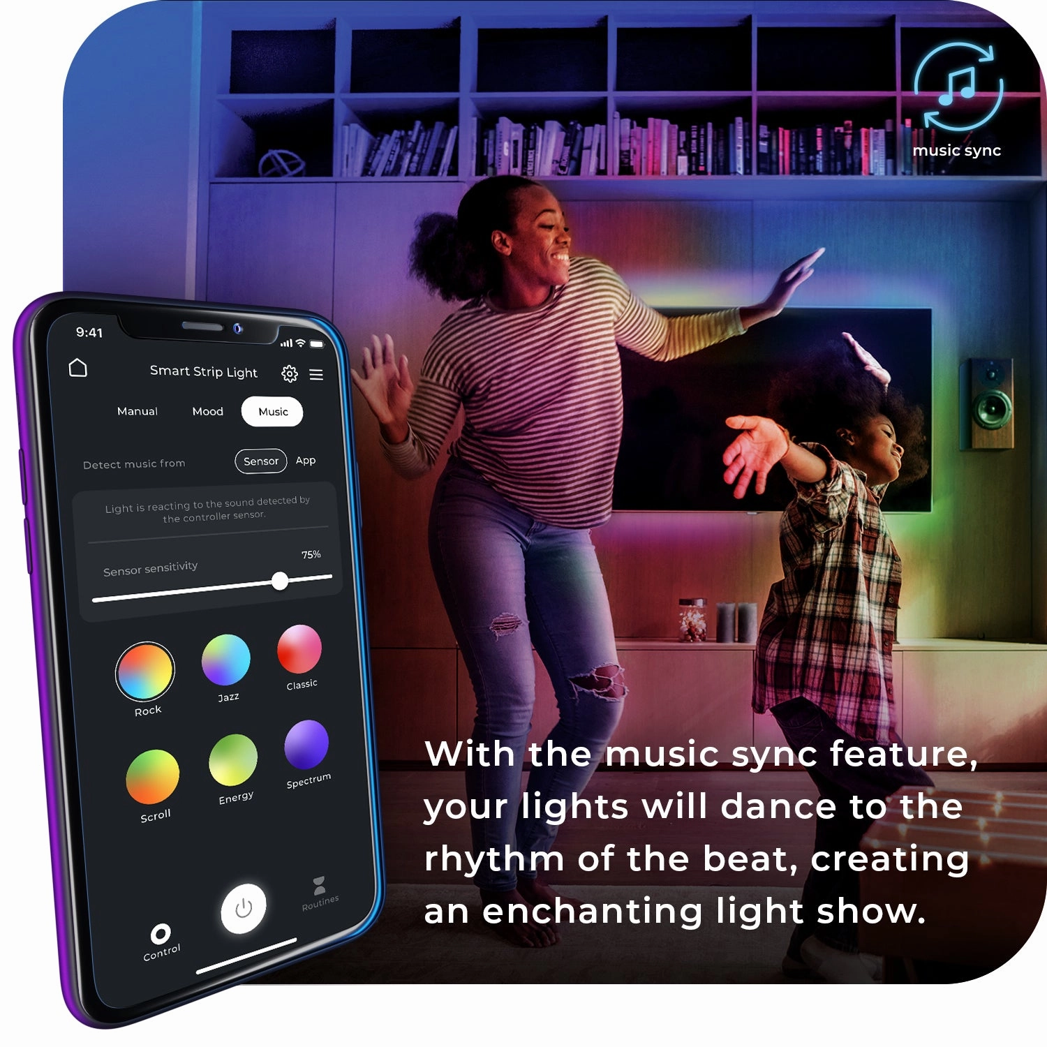 Smart Color Changing RGB LED Plug-In Strip Light