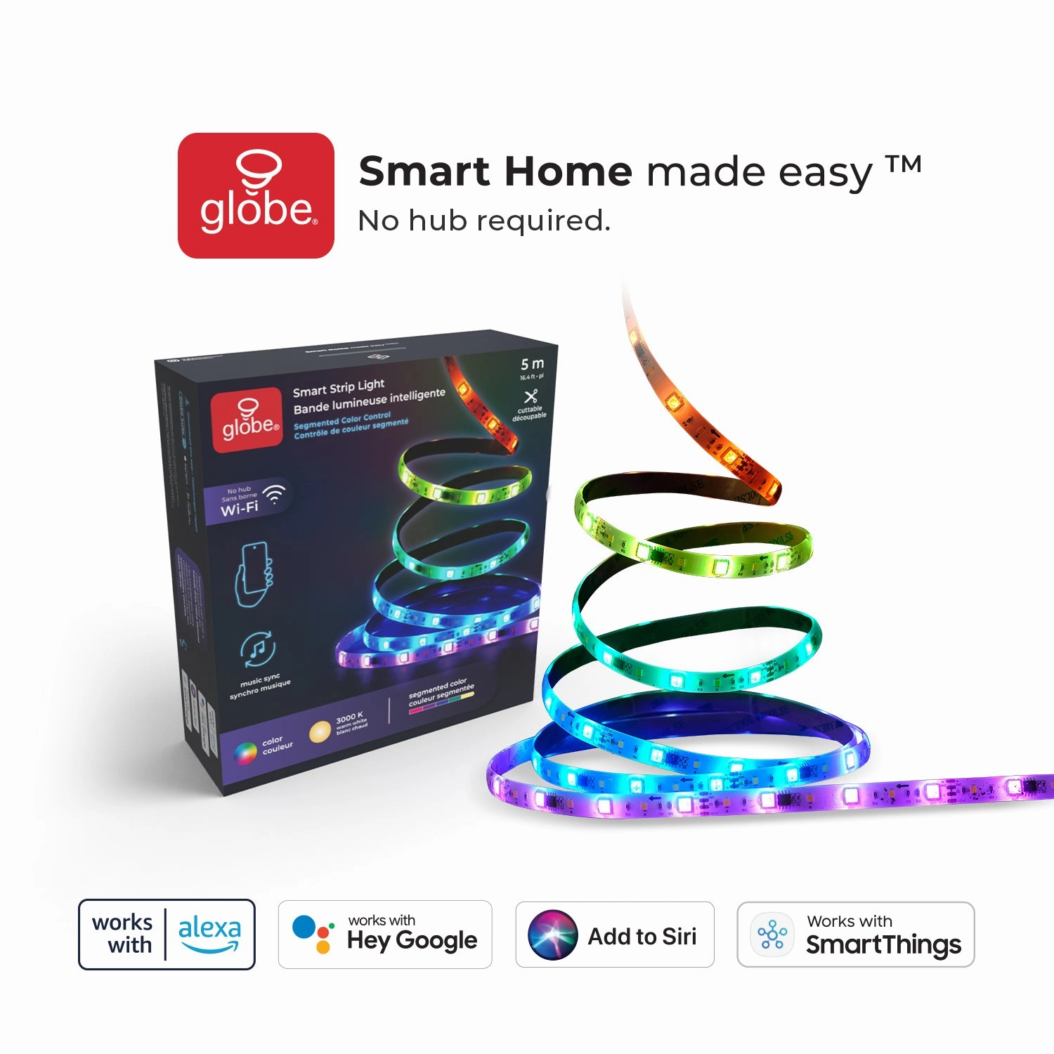 Smart Color Changing RGB LED Plug-In Strip Light