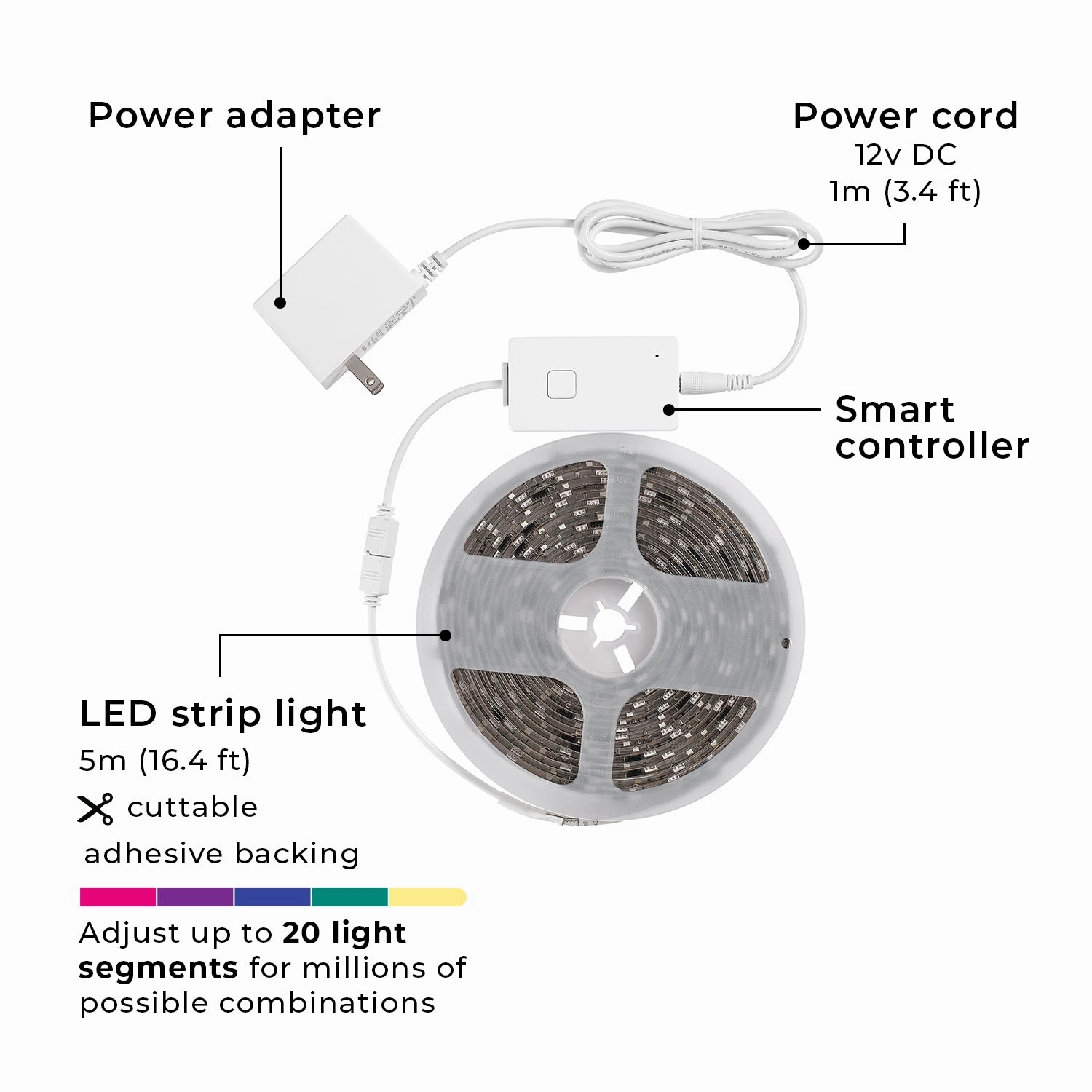 Smart Color Changing RGB LED Plug-In Strip Light