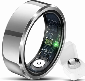 Smart Ring for Men & Women, Wellness & Fitness Tracker with Sleep/Step/Heart Rate/Blood Oxygen/Calorie Counter, IP68 Waterproof Wearable Ring for iOS Android Silver #11