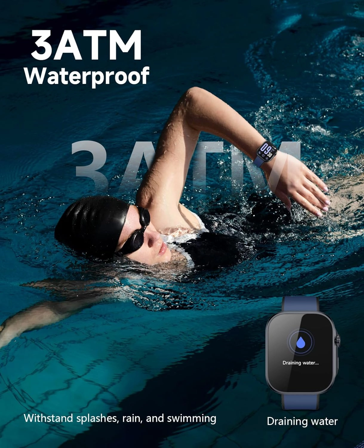 Smart Watch, AI Running Plan, PPG Blood Pressure Monitor, 3ATM Waterproof Fitness Tracker, 1.99" AMOLED Display, Heart Rate Blood Oxygen Sleep, Smartwatch for Men Compatible with Android and iOS Blue